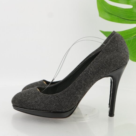 Stuart Weitzman Womens Pump Size 9 Gray Tweed Wool High Heel Slip On Dress Shoes - Picture 6 of 13